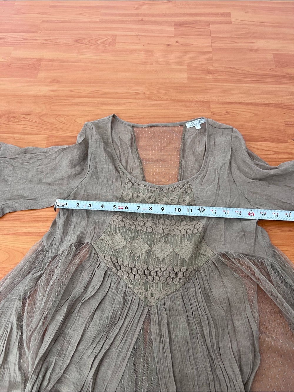 Rebellion Boho Ruffle Crochet Peasant Top - Picture 8 of 9